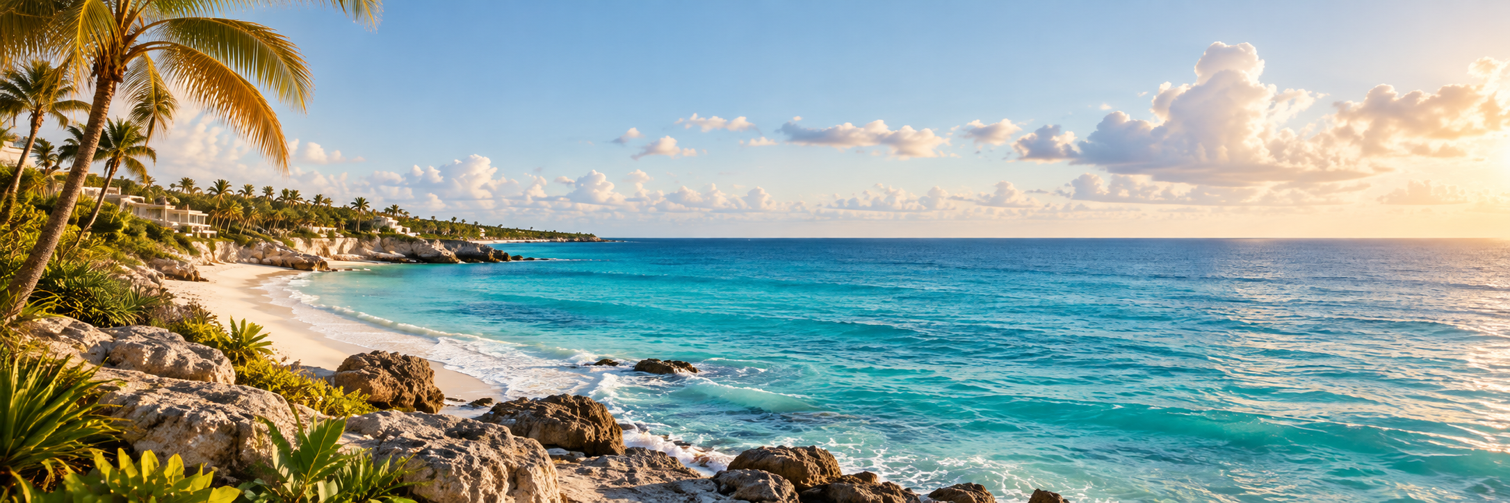Panorama de la côte mexicaine au lever du soleil